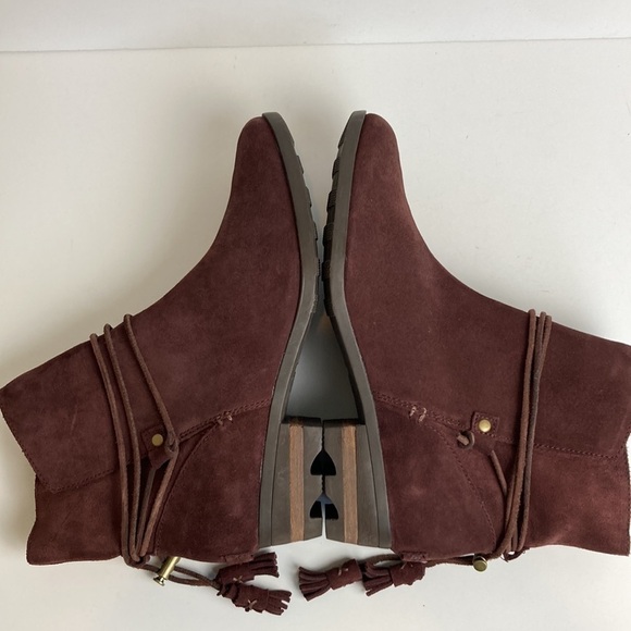 Sorel Farah Ankle Boots NL:2682-628 Tassel Burgundy Suede 11 Fall Waterproof - Picture 15 of 16